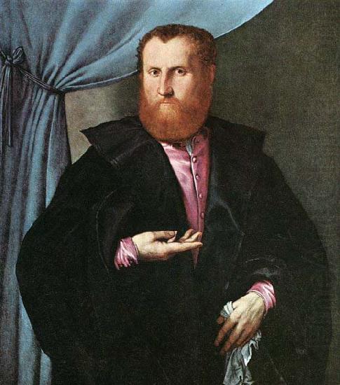Lorenzo Lotto Portrait of a Man in Black Silk Cloak china oil painting image